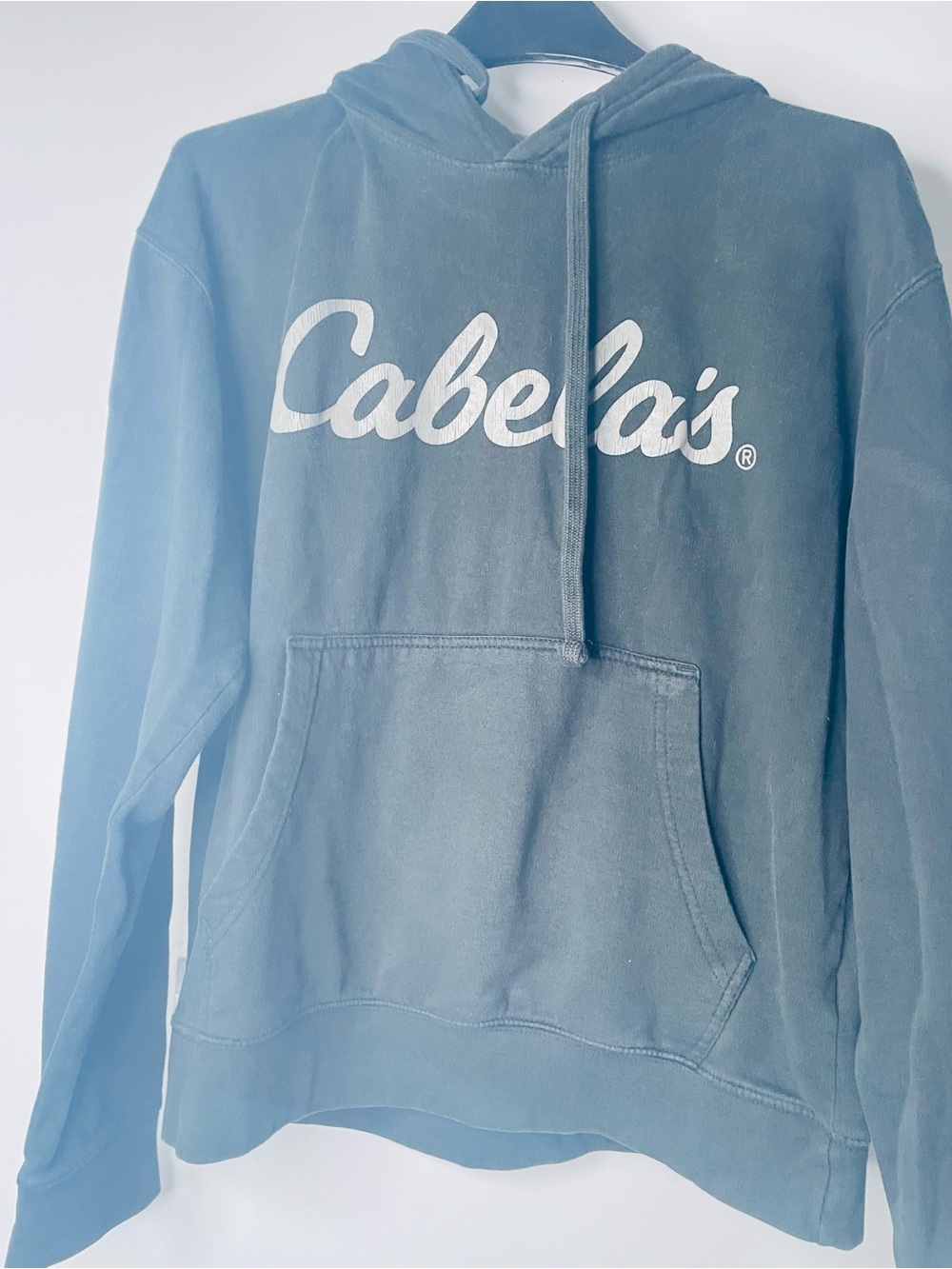 Cabela's Forest Green Pullover Hoodie with White Script Logo